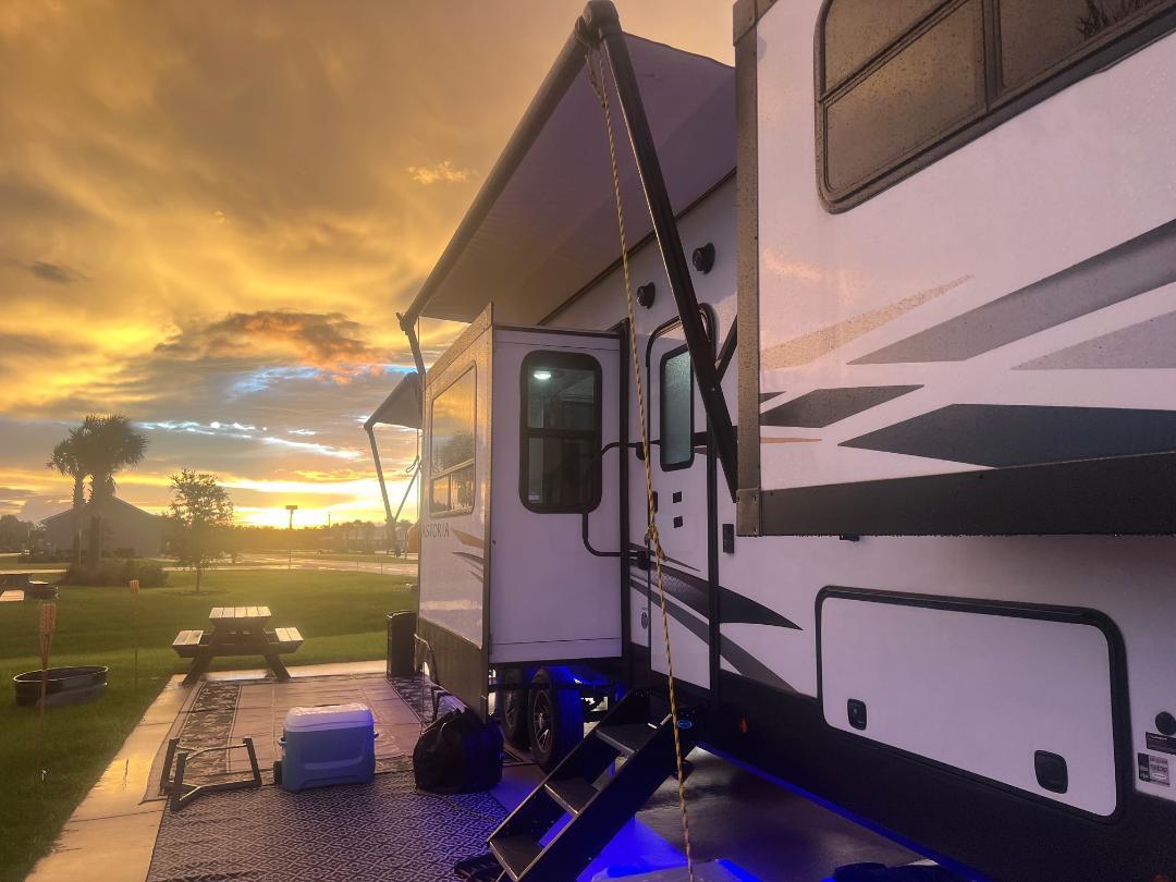 RV at sunset